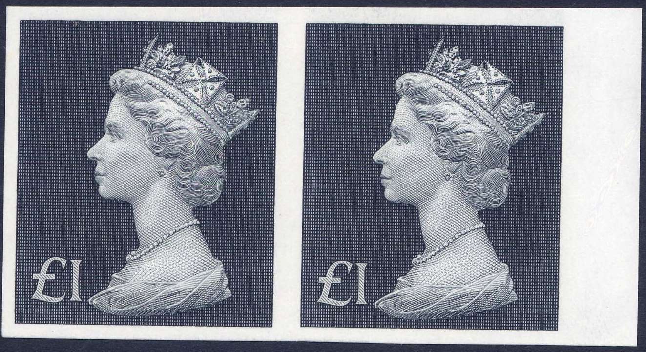 1972 GB - SG831b - £1.00 Large High Value IMPERFORATE Pair MNH
